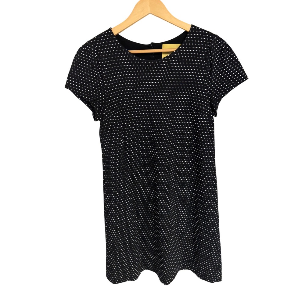 Maeve Anthropologie Black White Polka Dot Shift Dress Small Short Sleeve Mini